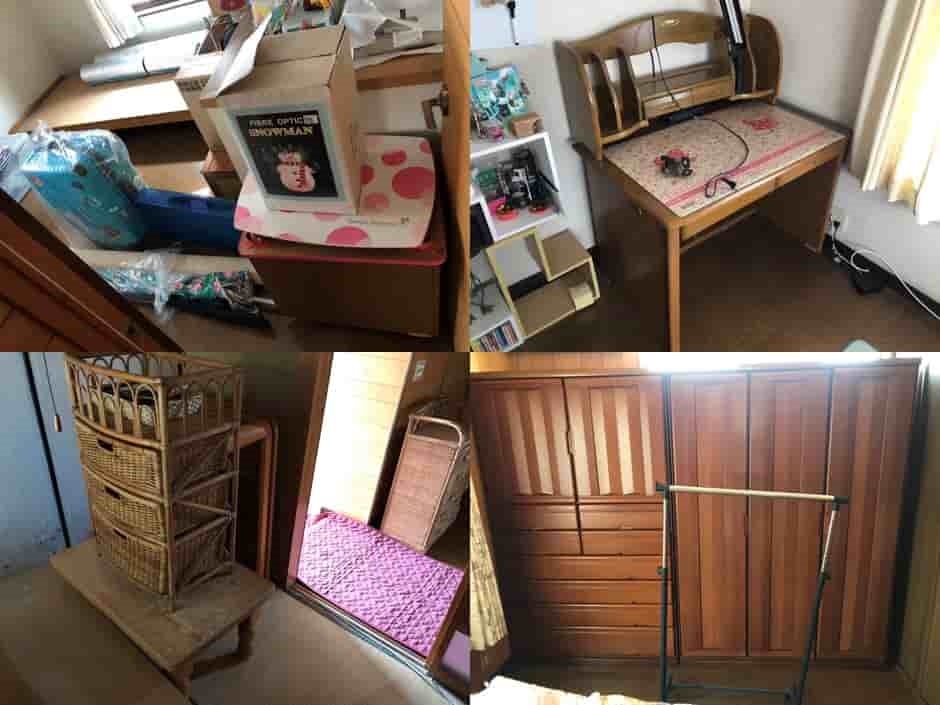 大口町の生前整理｜2階の婚礼家具・学習机の解体搬出と粗大ゴミ回収