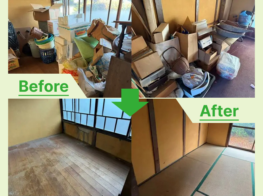 長久手市の解体前平屋と建物周りまるごと片付け・残置物撤去