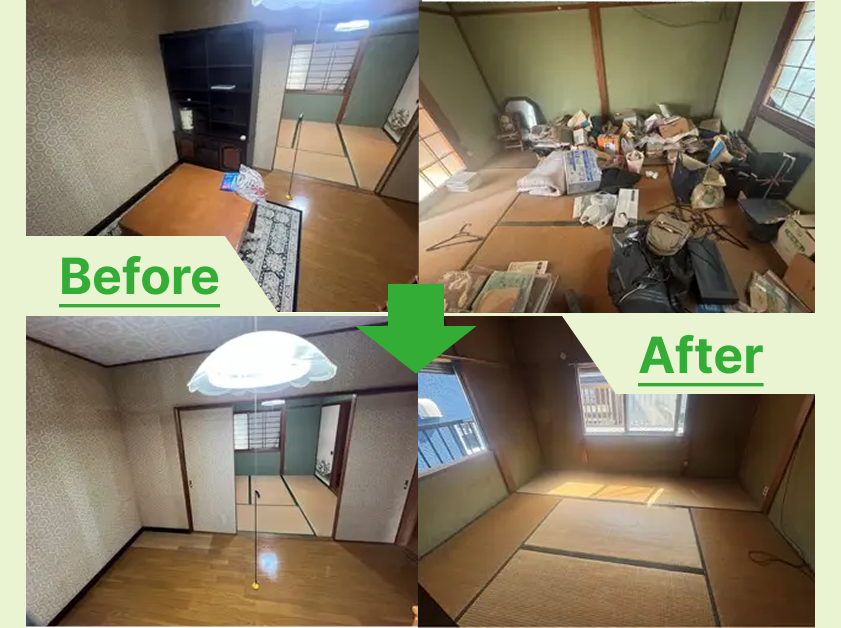 碧南市で連棟平屋の空き家の遺品整理と家具・家電の回収