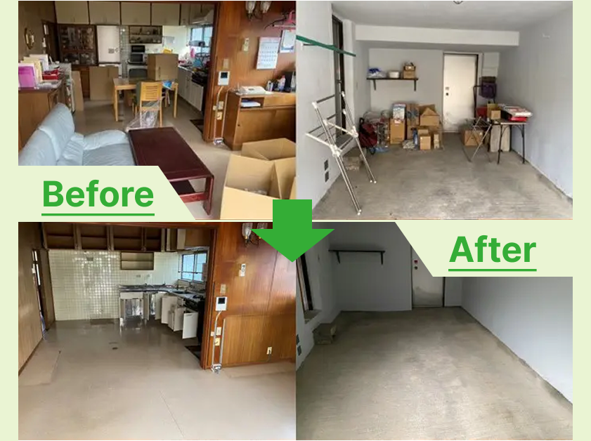 東海市の空き家整理で一軒家まるごと残置物撤去と庭・物置の整理