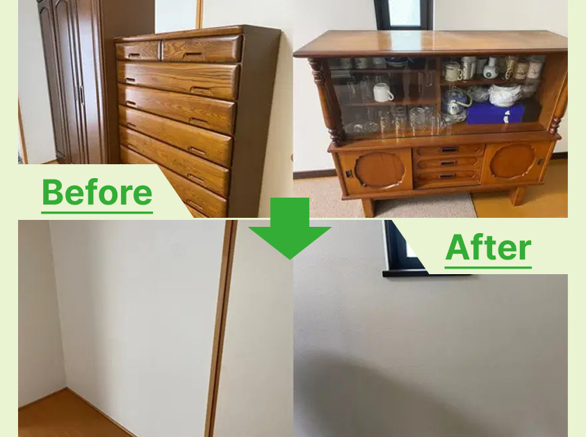 武豊町の生前整理で一軒家のタンス4棹と食器棚内小物回収