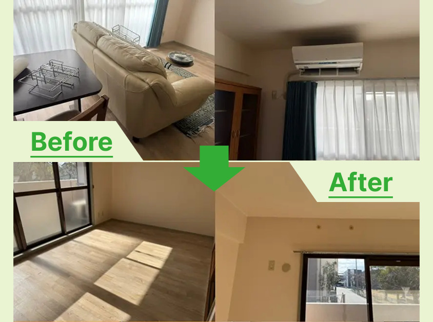 高浜市の引越し後片付けで残置物撤去とエアコン取外し回収