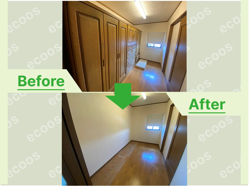 阿久比町の生前整理で戸建て2階の婚礼タンス3棹回収